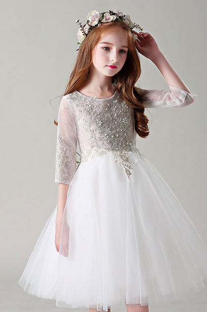 lace applique flower girl dress