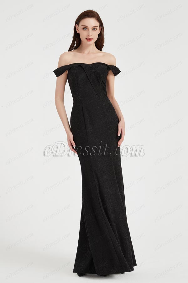 black off the shoulder evening gown