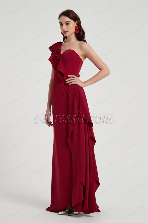 burgundy slit dress