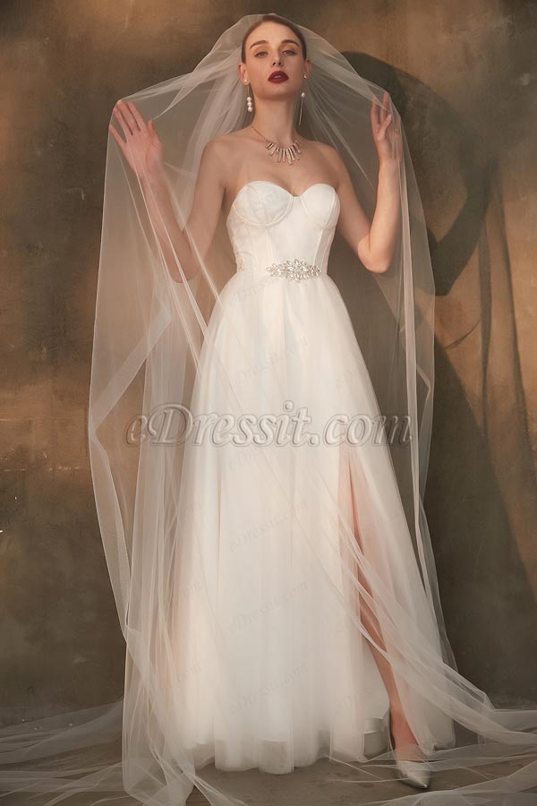 corset tulle wedding dress