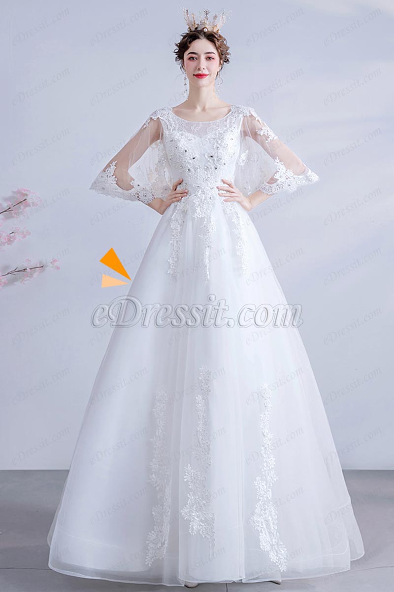 gown with butterfly sleeves