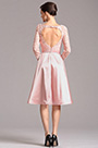 Long Lace Sleeves Pink Knee Length Party Dress (X04151801-1)