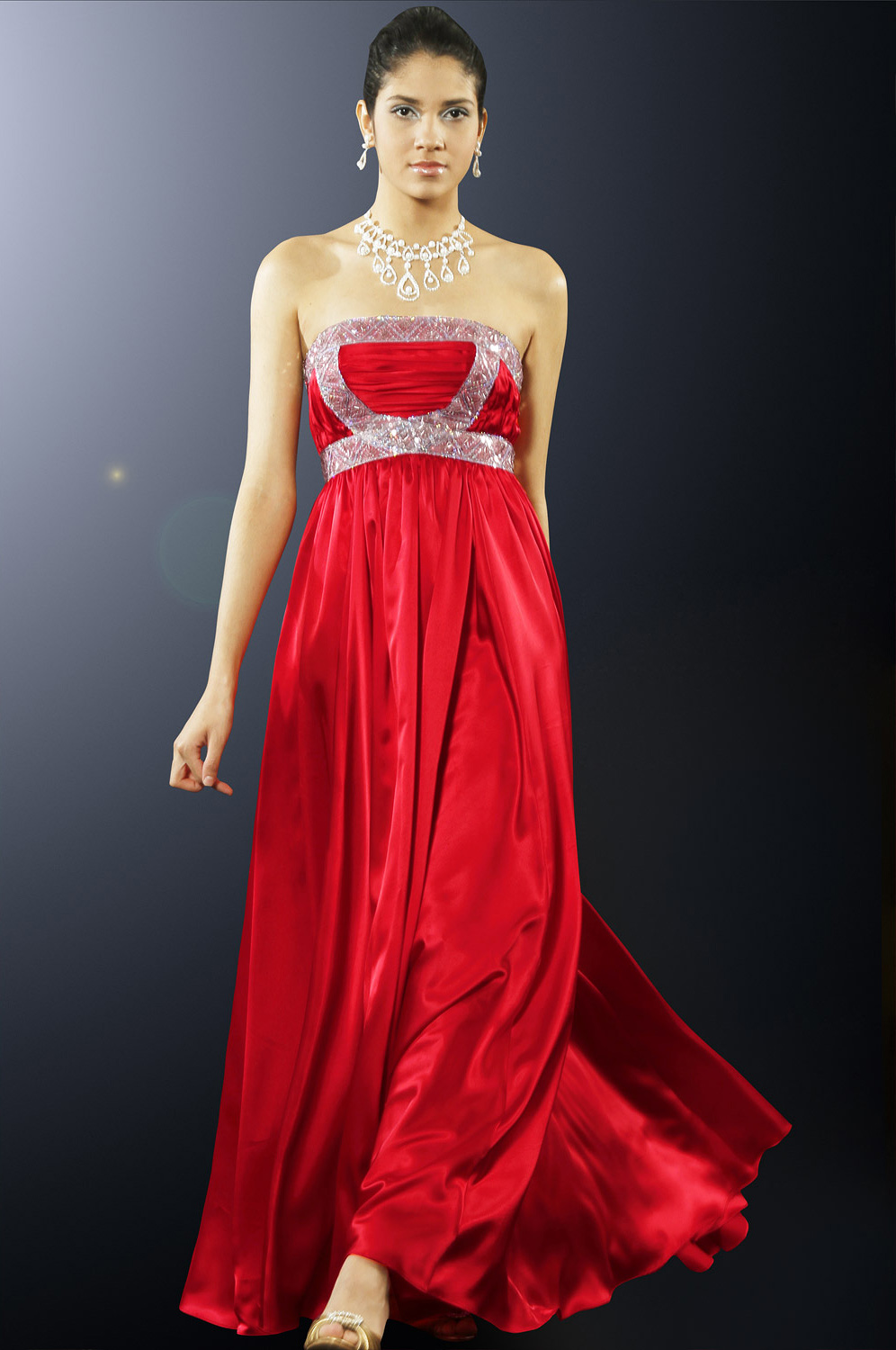 strapless long gown
