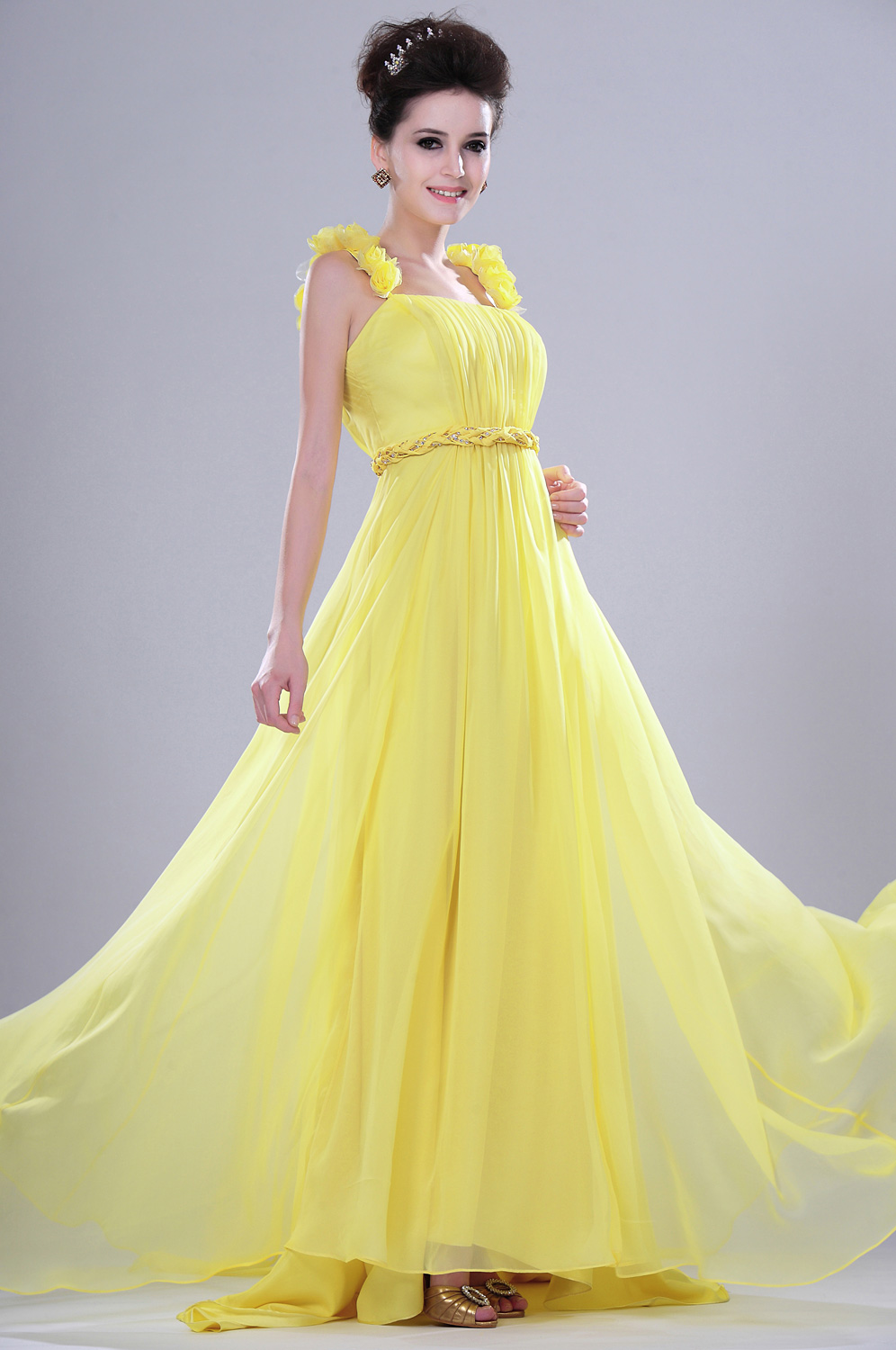 bright yellow gown