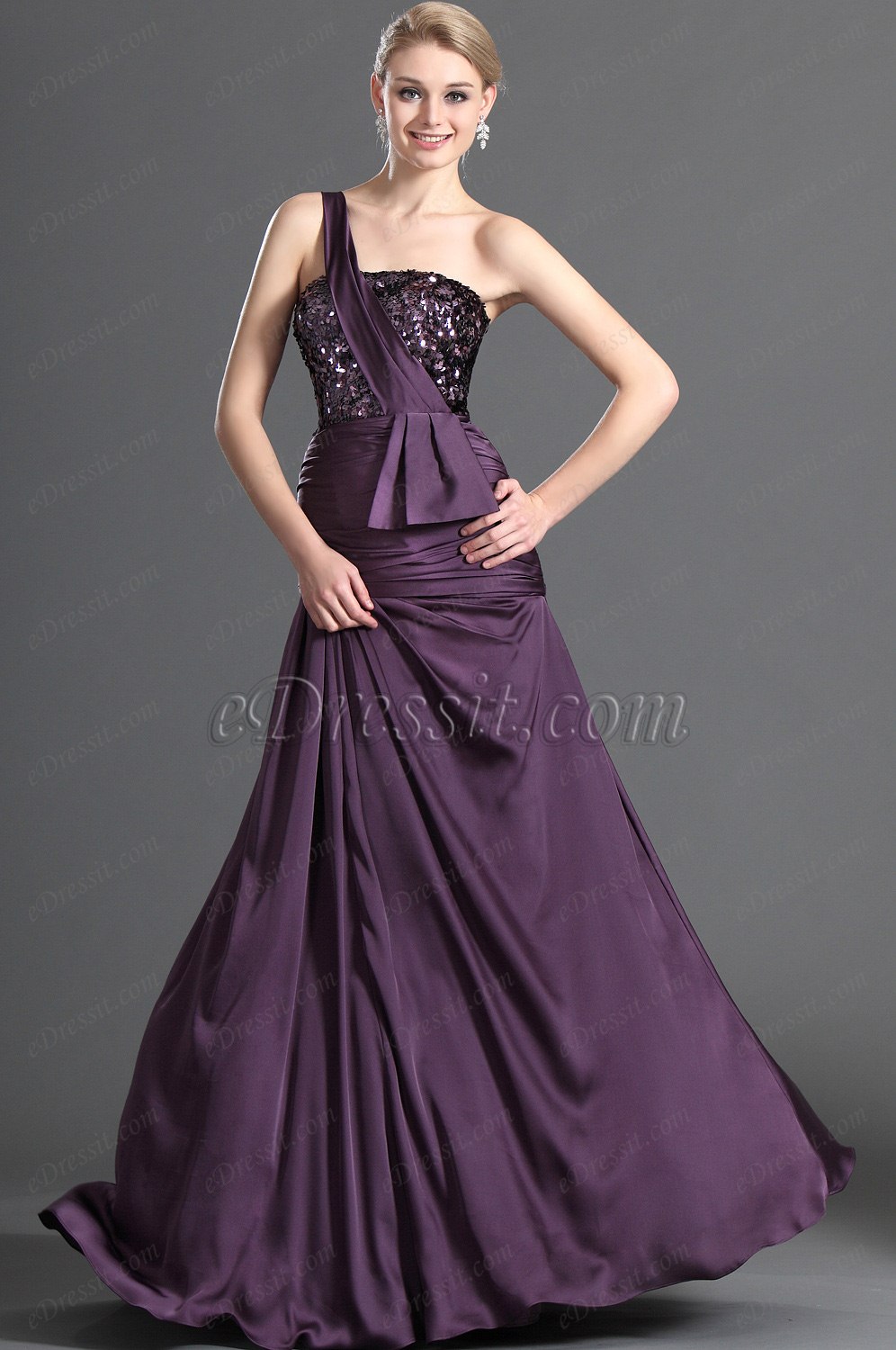 purple one shoulder
