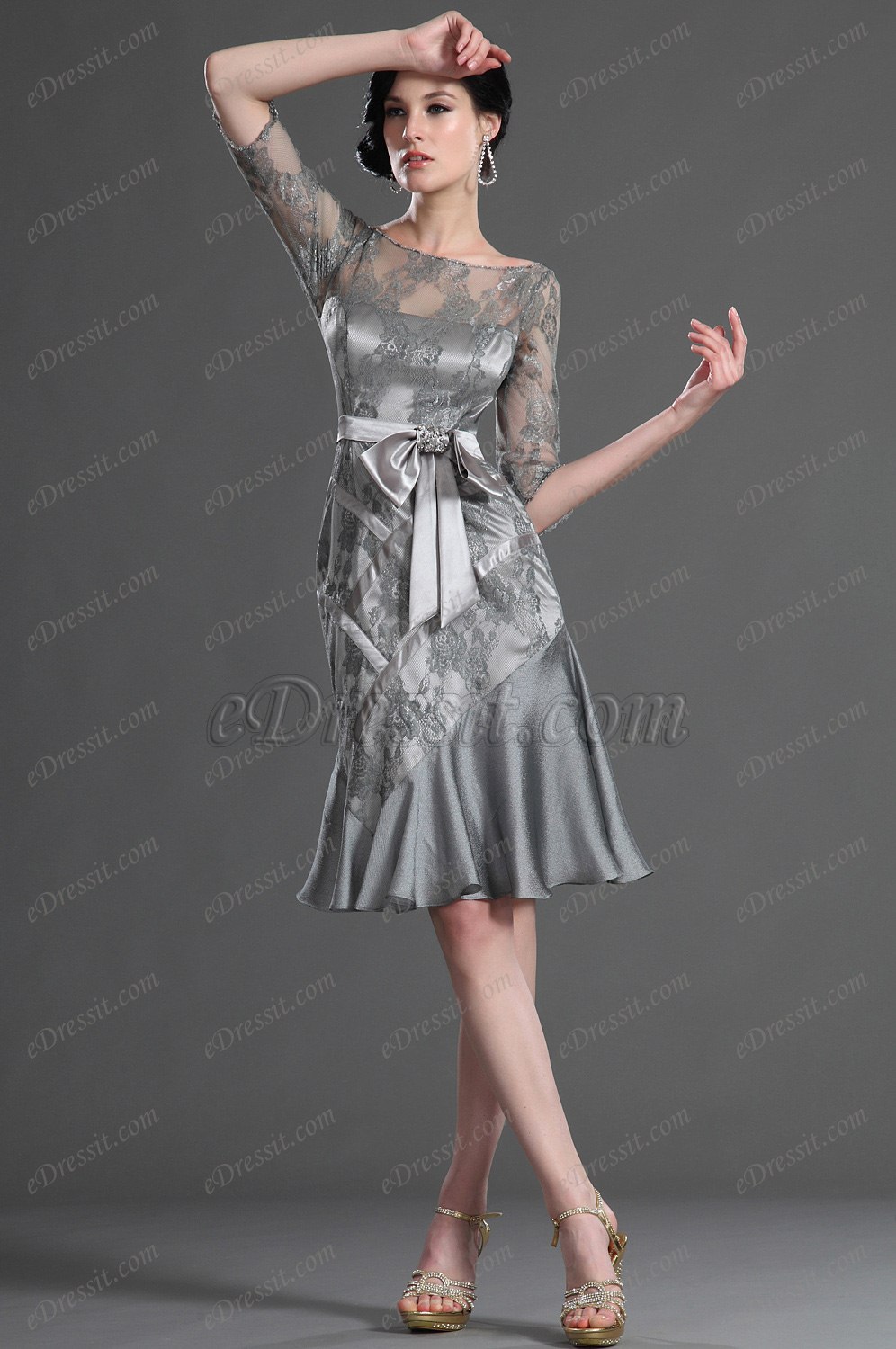 Edressit Elegant Lace Sleeves Mother Of The Bride Dress 26125008