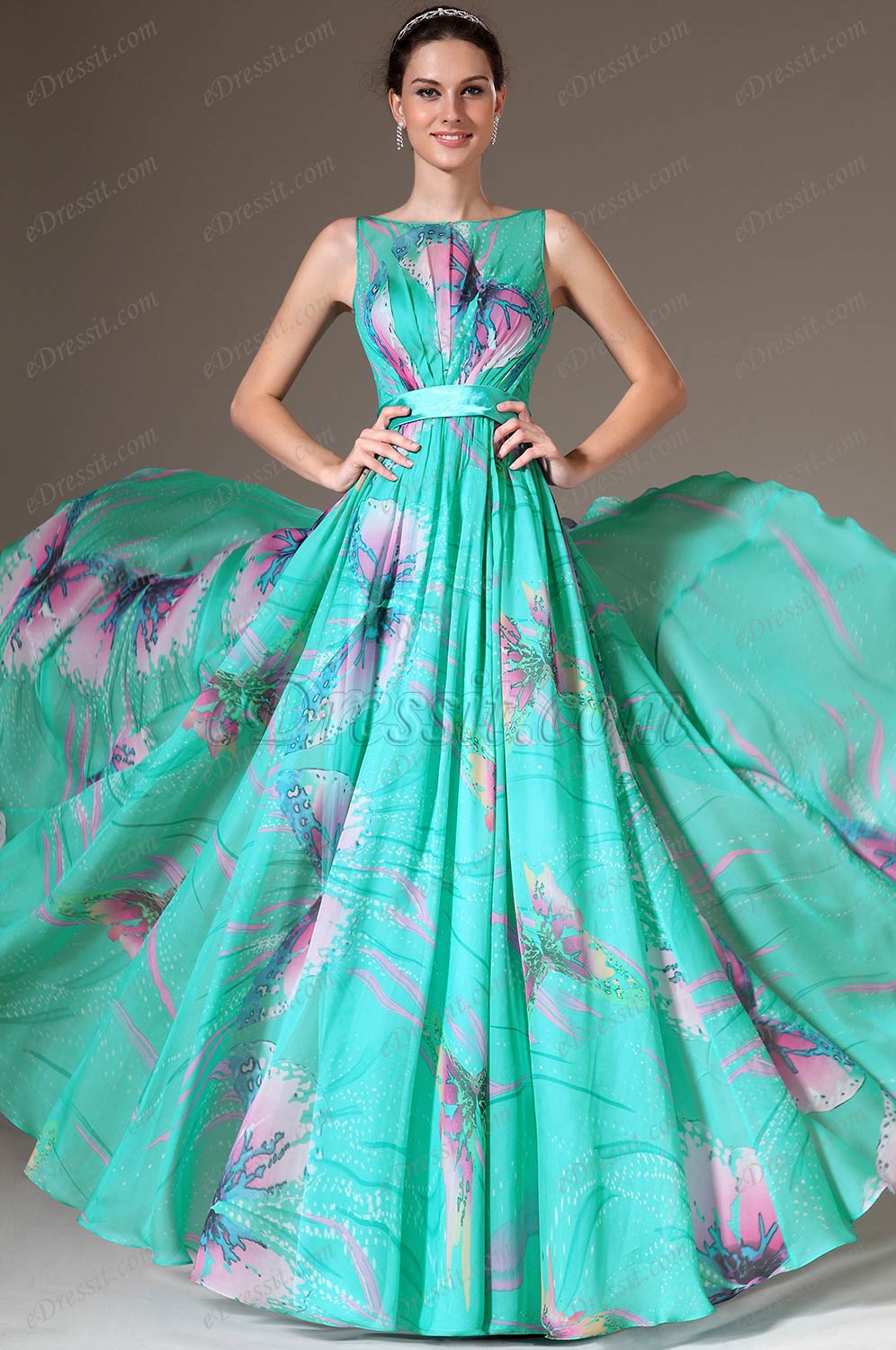 eDressit Printed Sleeveless A-Line Evening Dress (00143068)