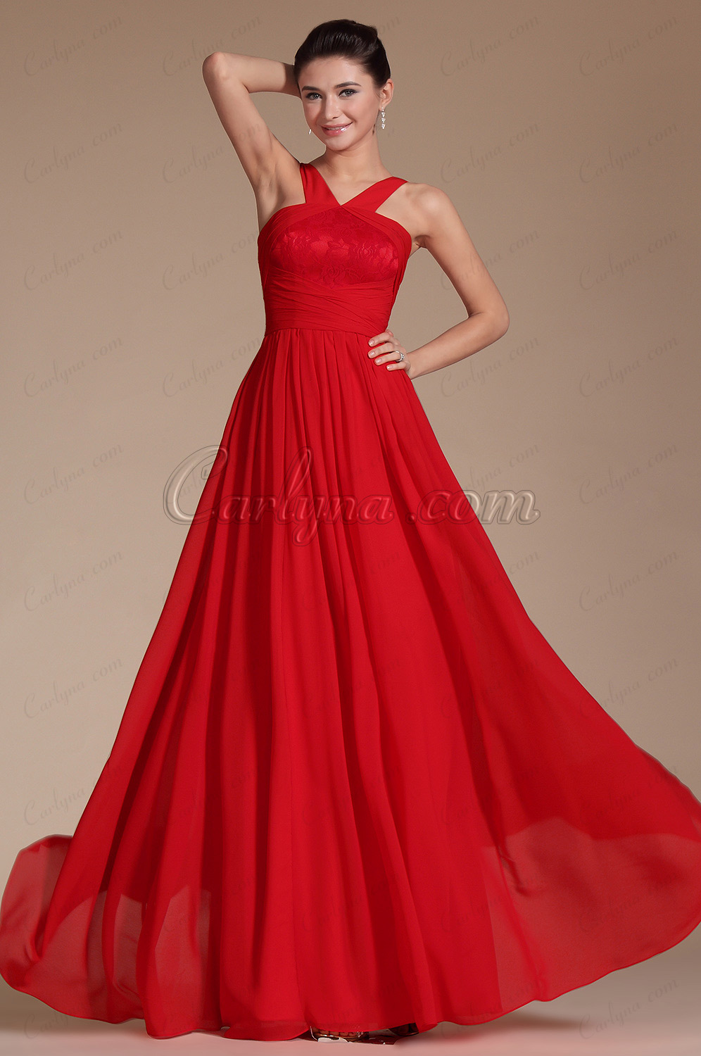 Red Straps Aline Evening Dress Bridesmaid Dress (C00144302)