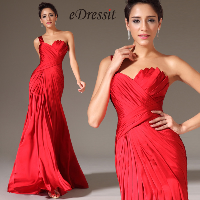 eDressit Red Simple One-Shoulder Evening Prom Dress(00145402)