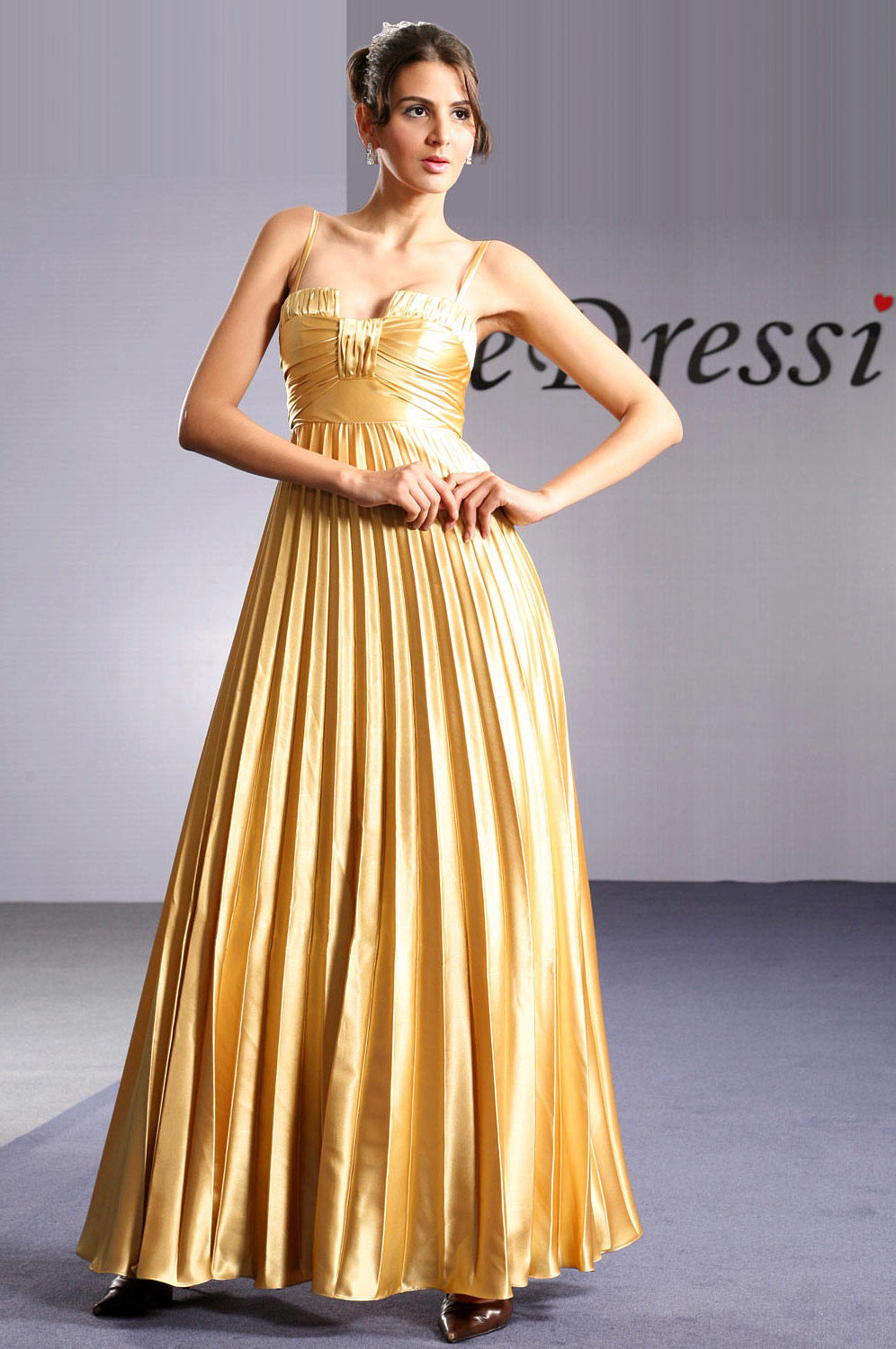 gold satin gown