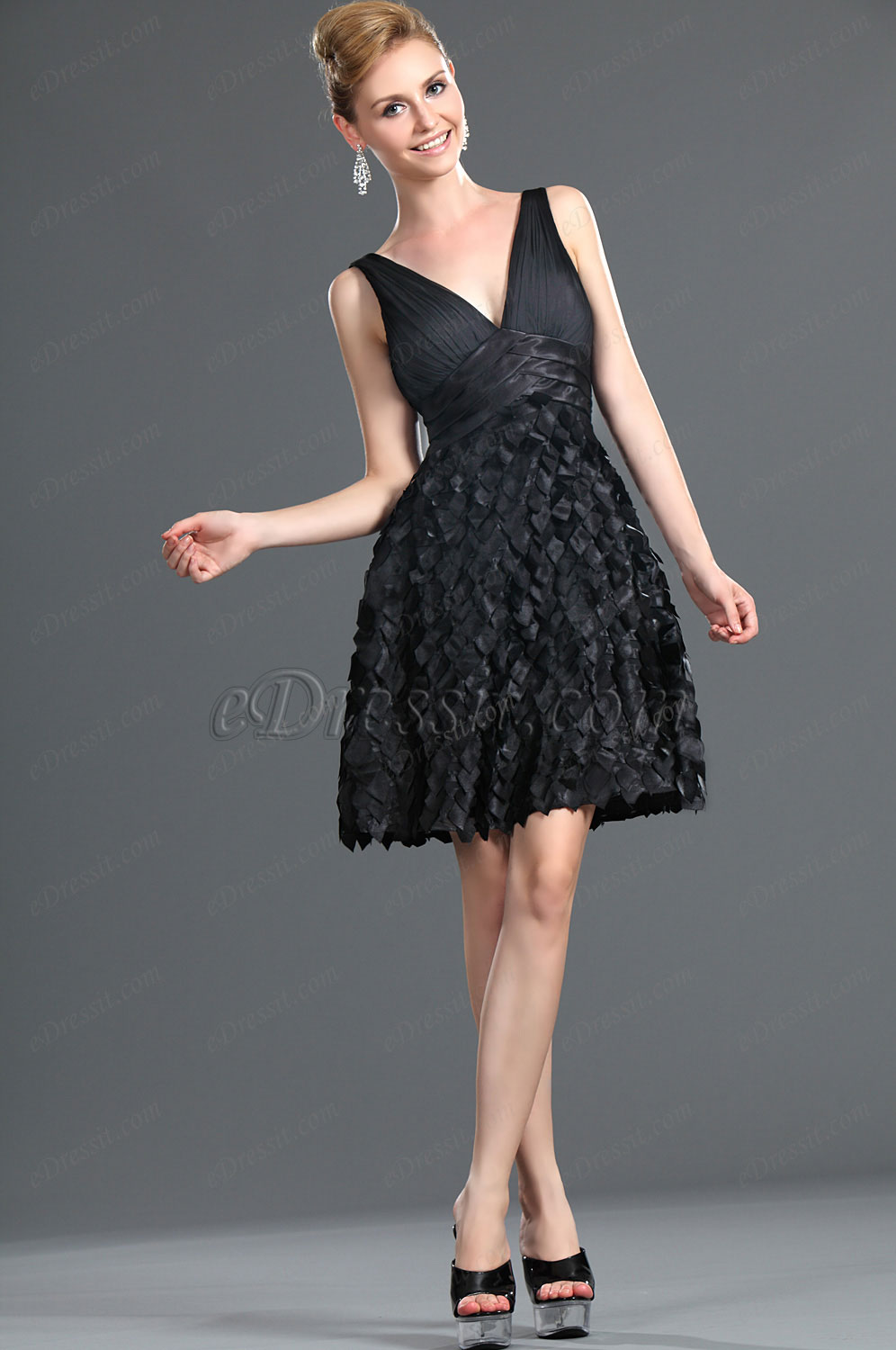 eDressit New Vneck Black Party Dress (04117900)
