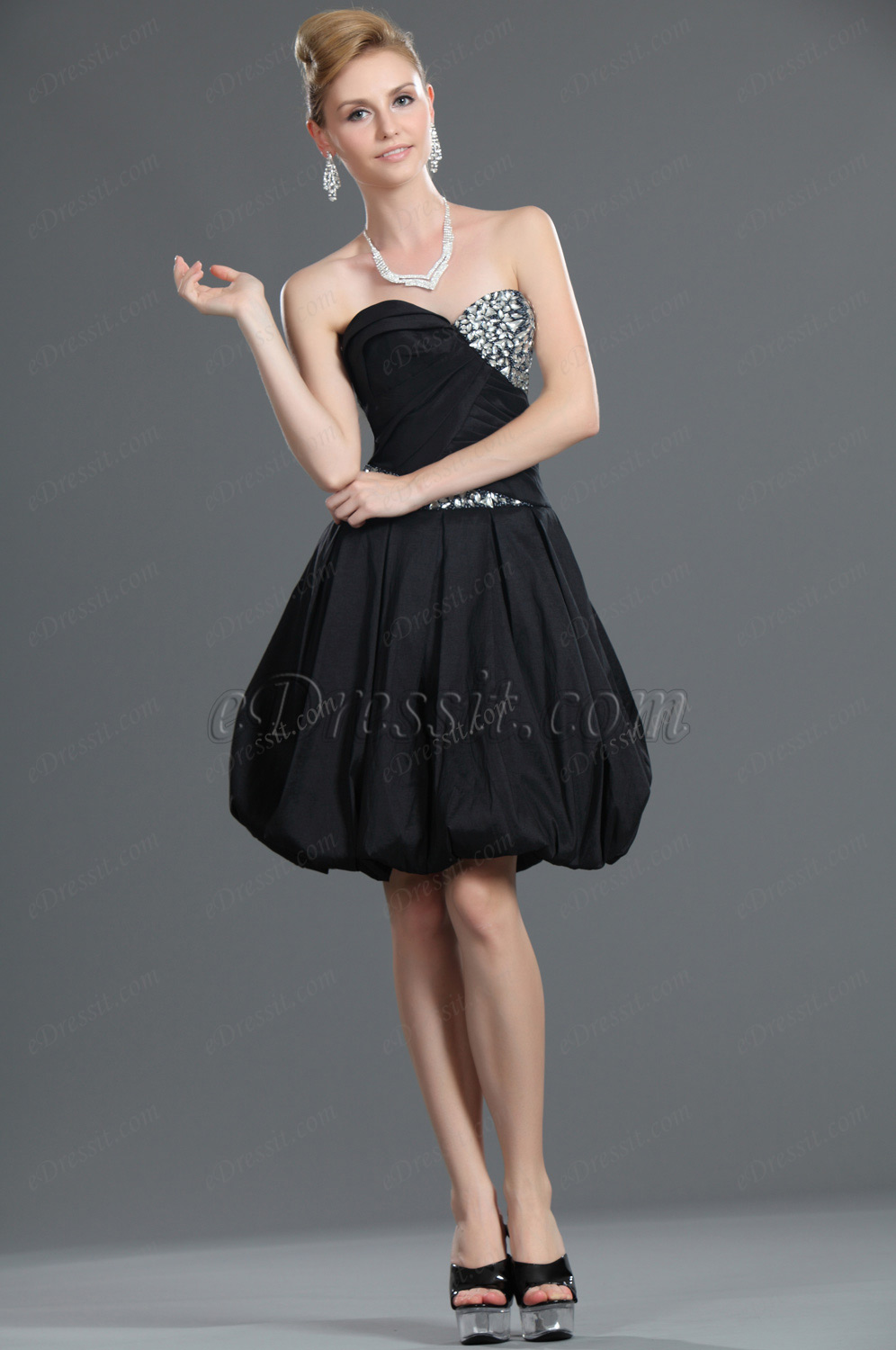 eDressit New Strapless Beaded Black Party Dress Bubble Dress (35110800)