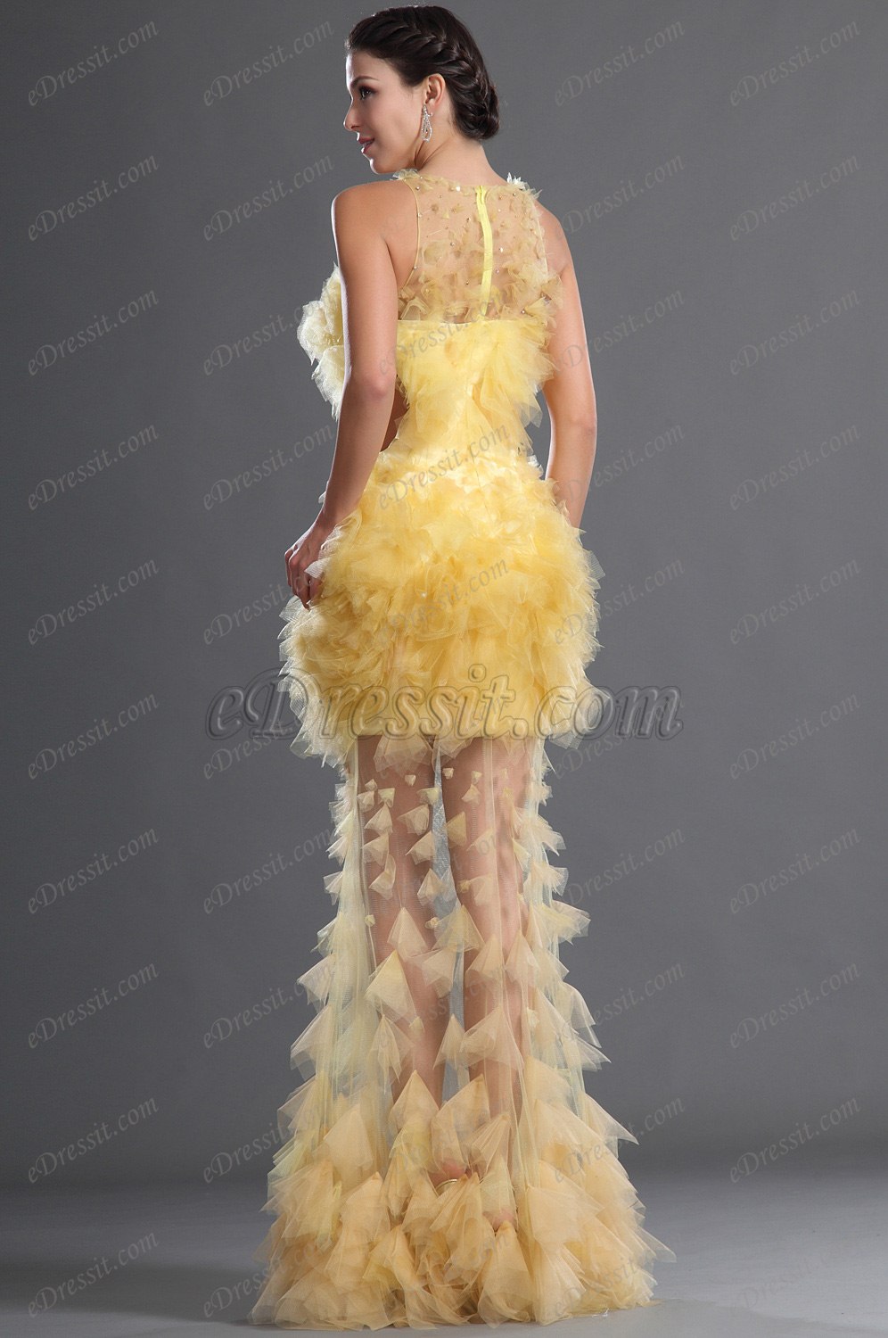 eDressit Gauze Sexy Yellow Evening Dress (02121203)