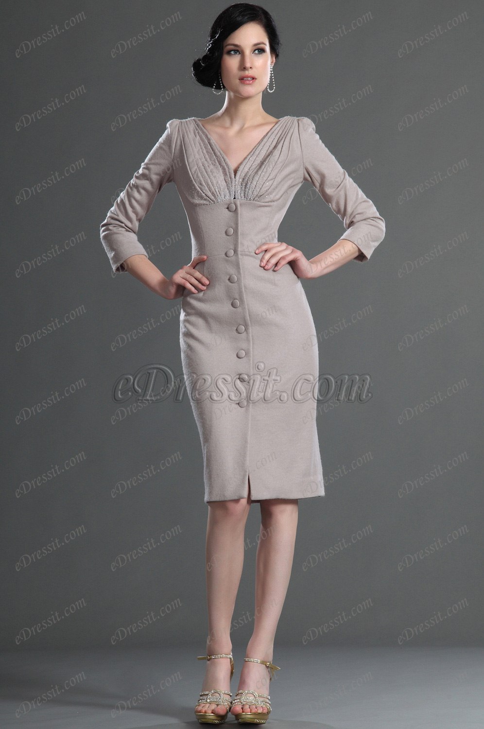 eDressit Elegant V Neck Day Dress Mother of the Bride Dress (26126714)