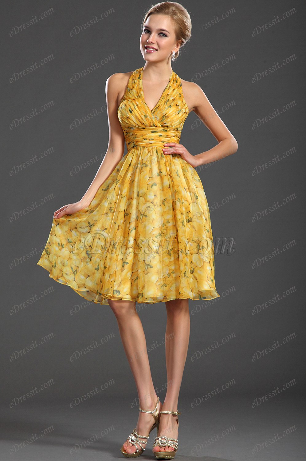 eDressit New Charming Printed Halter VNeckline Cocktail Dress (04124768)