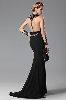 high neck black evening gown