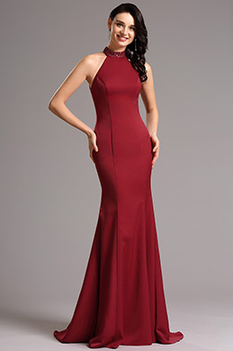 red halter neck formal dress
