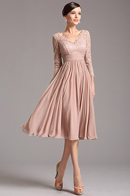 peach tea length dress