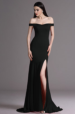 off the shoulder slit gown
