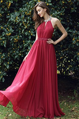 red halter formal dress