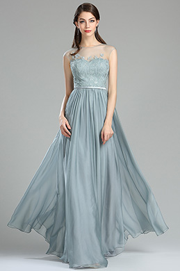 lace evening dress with pleated skirt