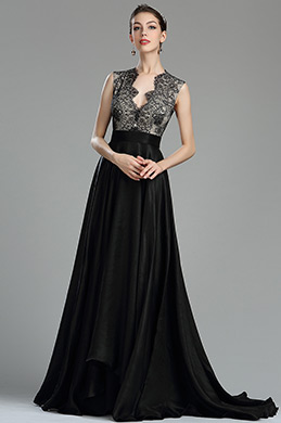 New 2018 Evening Dress Wedding Prom Mother Edressit Edressit Beautiful Black Long Lace Evening Dressing Gown 00180600