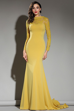 yellow formal dress with sleeves