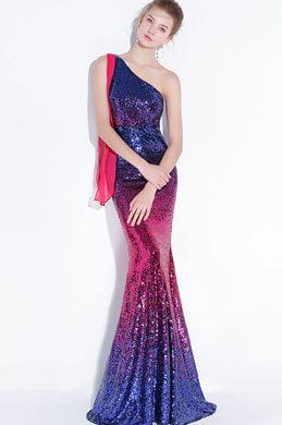 red and blue prom dress