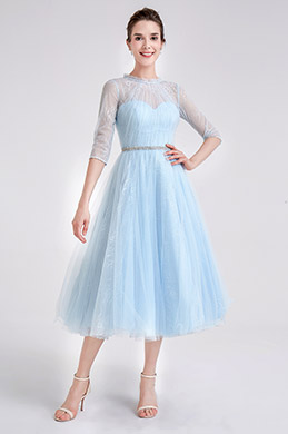 aqua tea length dress