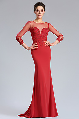 illusion neckline formal dress