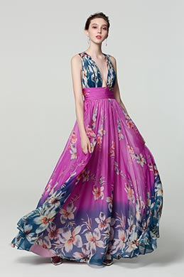 Purple 2018 Prom Dresses with Straps