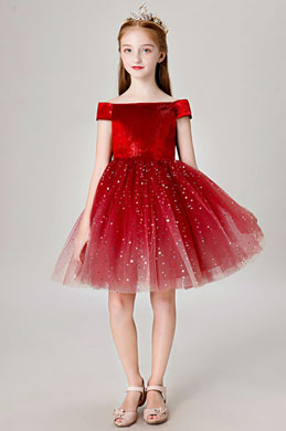 red gown for flower girl