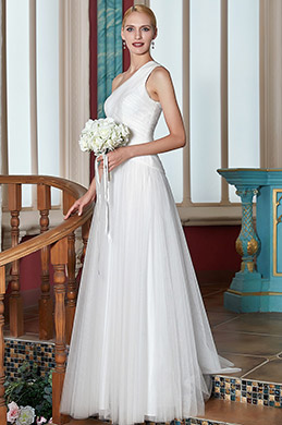 eDressit Newest White One Shoulder Wedding Party Dress(00200507)