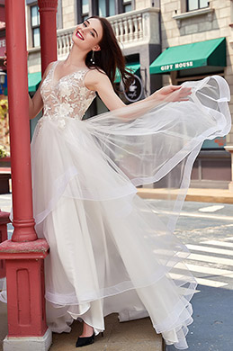 eDressit New V-Cut Lace Appliques Tulle Ball Prom Party Dress (01200107)
