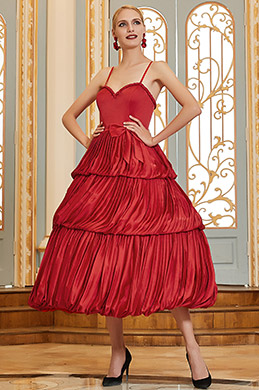 eDressit Red Spaghetti Straps Sweetheart Ruffle Dancing Party Dress (04200302)