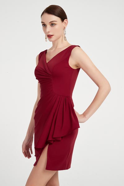 red evening dress with split