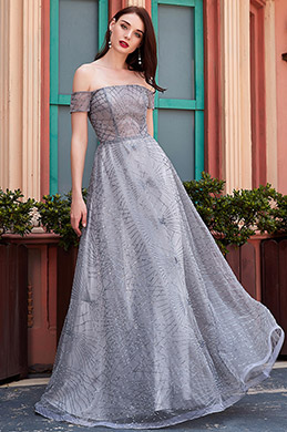 eDressit New Grey Off Shoulder Sequins Long Party Ball Dress (02201508)
