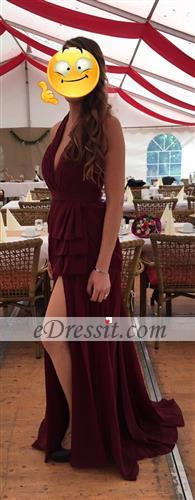 00131117 eDressit Halter V Cut High Split Evening Dress