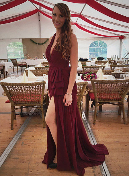 00131117 eDressit Halter V Cut High Split Evening Dress