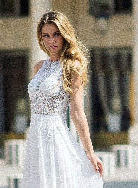 halter beaded wedding dress